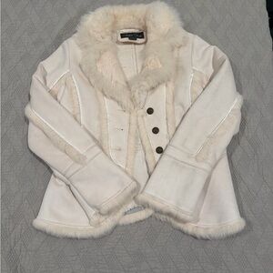 Fur Trim Ivory Women's Jacket